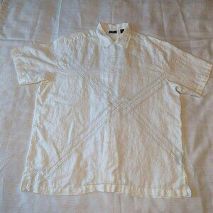 Reunion Men's Linen White Button Up Light‎ Weight Shirt XXL